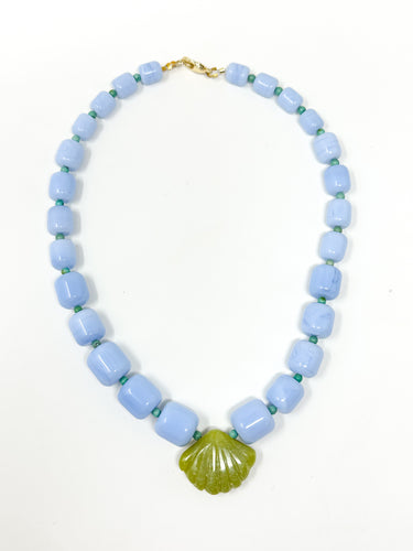 Blue Agate Shell Necklace