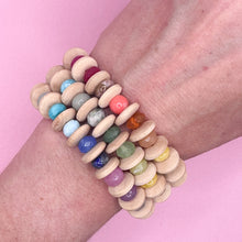 Wood + Rainbow Gem Bracelet