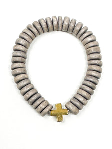 Wooden Stretch bracelet | Gray Cross
