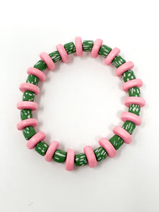 Izzy Stretch bracelet | Pink + Green
