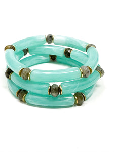 Skinny Bracelet | Aqual Swirl with Gray
