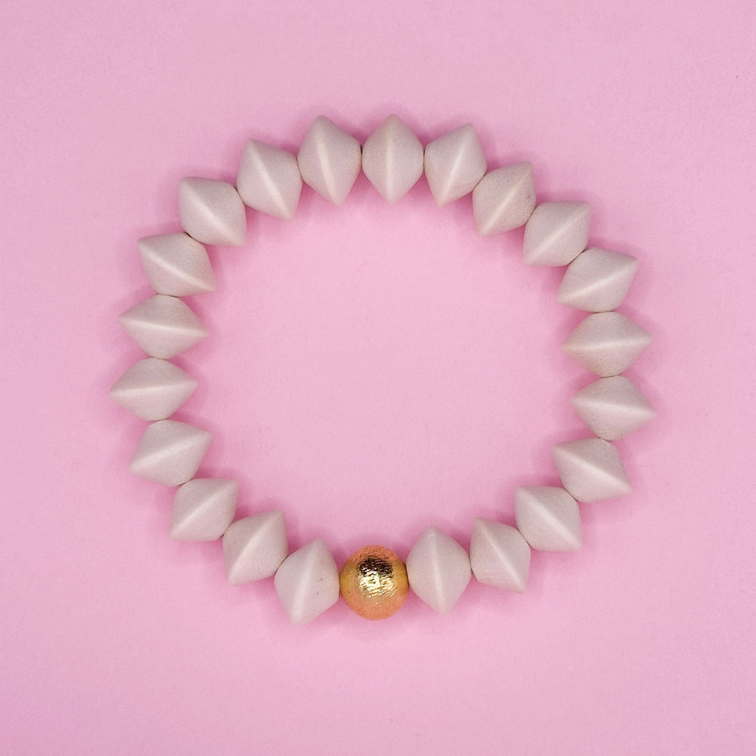 Wooden Stretch bracelet | Cream