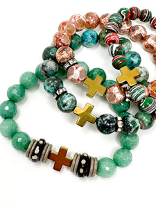 African Turquoise Cross Bracelet