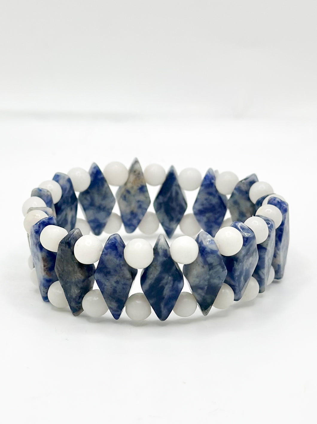 White Jade + Sodalite Stretch Bracelet