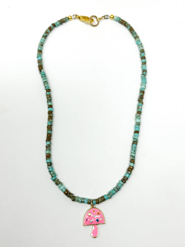 Mini Mushroom Necklace | Blue