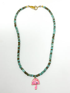 Mini Mushroom Necklace | Blue