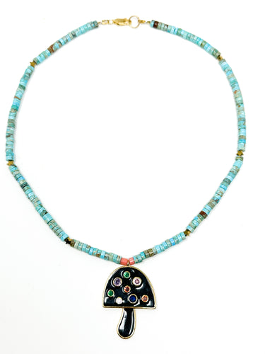 Mushroom Necklace | Blue