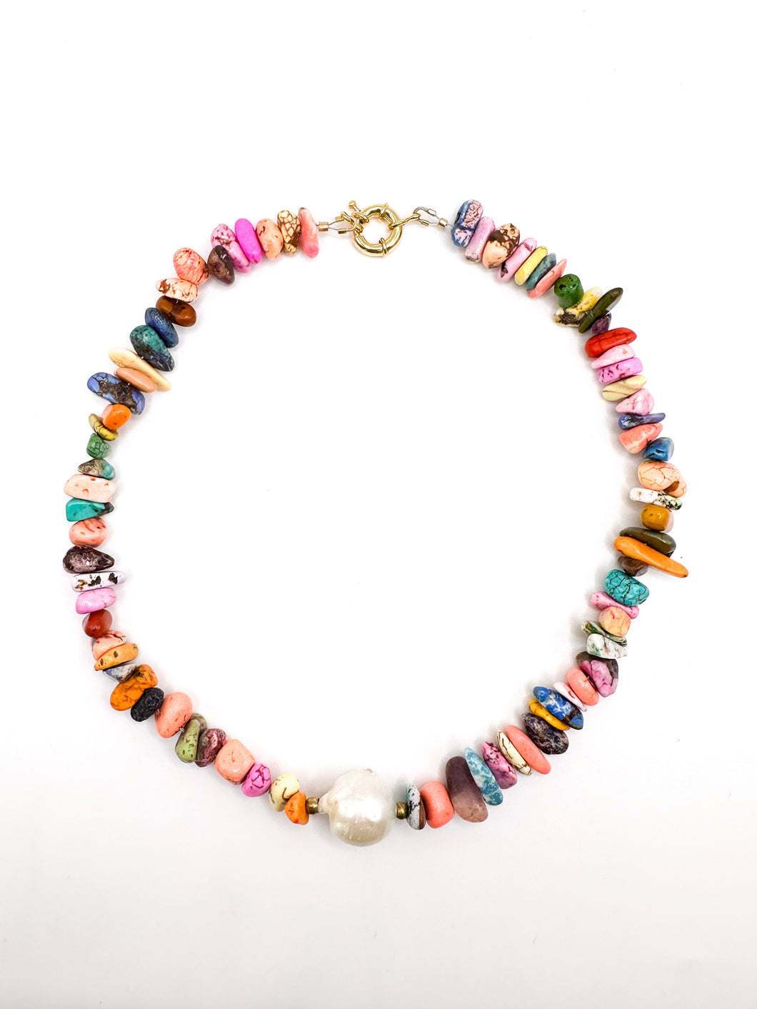 Rainbow Chip Pearl Necklace