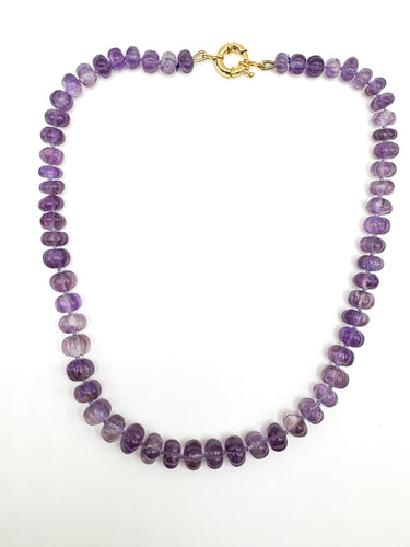 Carved Amethyst Knotted Necklace