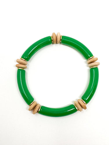 Skinny Bracelet | Green with Wood