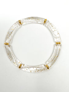 Skinny Bracelet | Clear with Gold Glitter