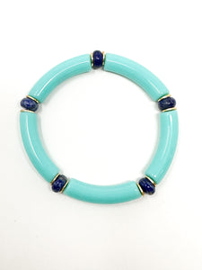 Skinny Bracelet | Aqua with Navy