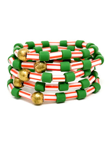 Stripes Stretch bracelet | Red + Green