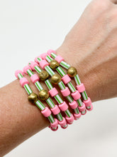 Stripes Stretch bracelet | Green + Pink