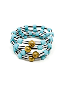 Stripes Stretch bracelet | Black + Aqua