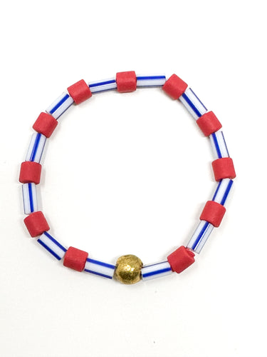 Stripes Stretch bracelet | Blue + Red