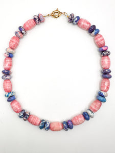 Pink Agate + Turquoise Necklace