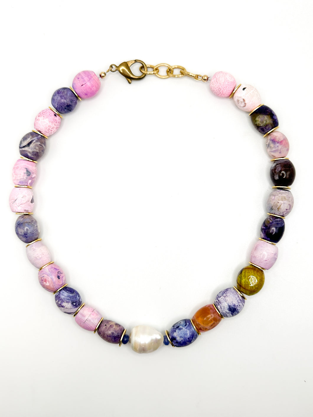 Agate and Freshwater Pearl Necklace