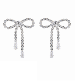 Crystal Drop Bow Earrings