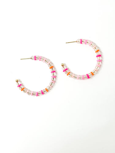 Pink Rainbow Ice Hoops