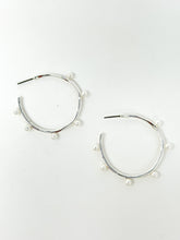 Pearl Studded Hoops | Silver