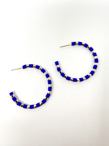 Blue +Gold Hoops