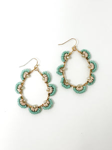 Floral Clay Wrapped Earrings | Aqua