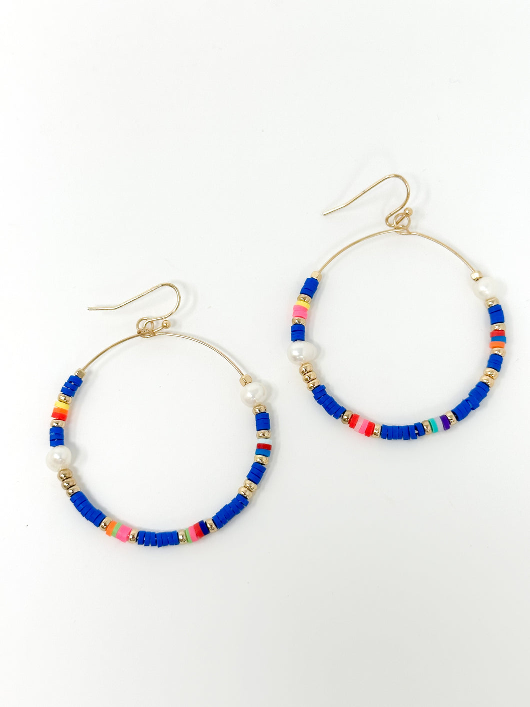 Pearl + Clay Hoops | Blue