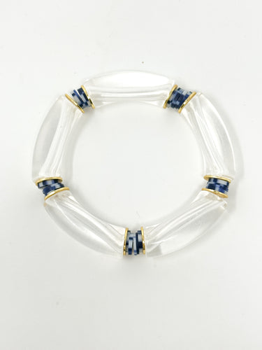 Acrylic Stretch Bracelets | Clear +  Navy Pixel