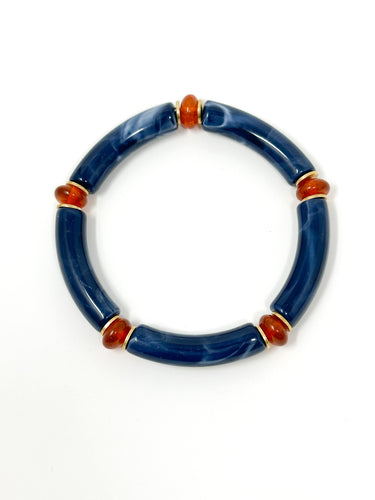 Skinny Bracelet | Navy Swirl with Orange