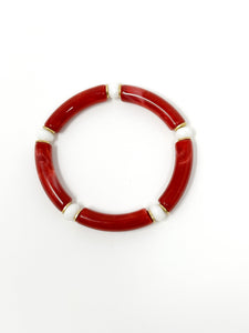 Skinny Bracelet | Red swirl with white