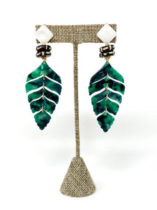 Palm Acrylic Earrings | Green & Black