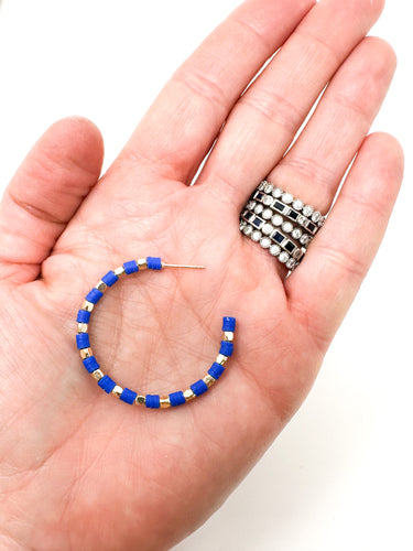 Blue +Gold Hoops