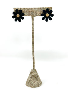 Daisy Stud Earrings | Black