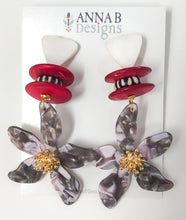 Pua Floral Earrings | Gray & Red