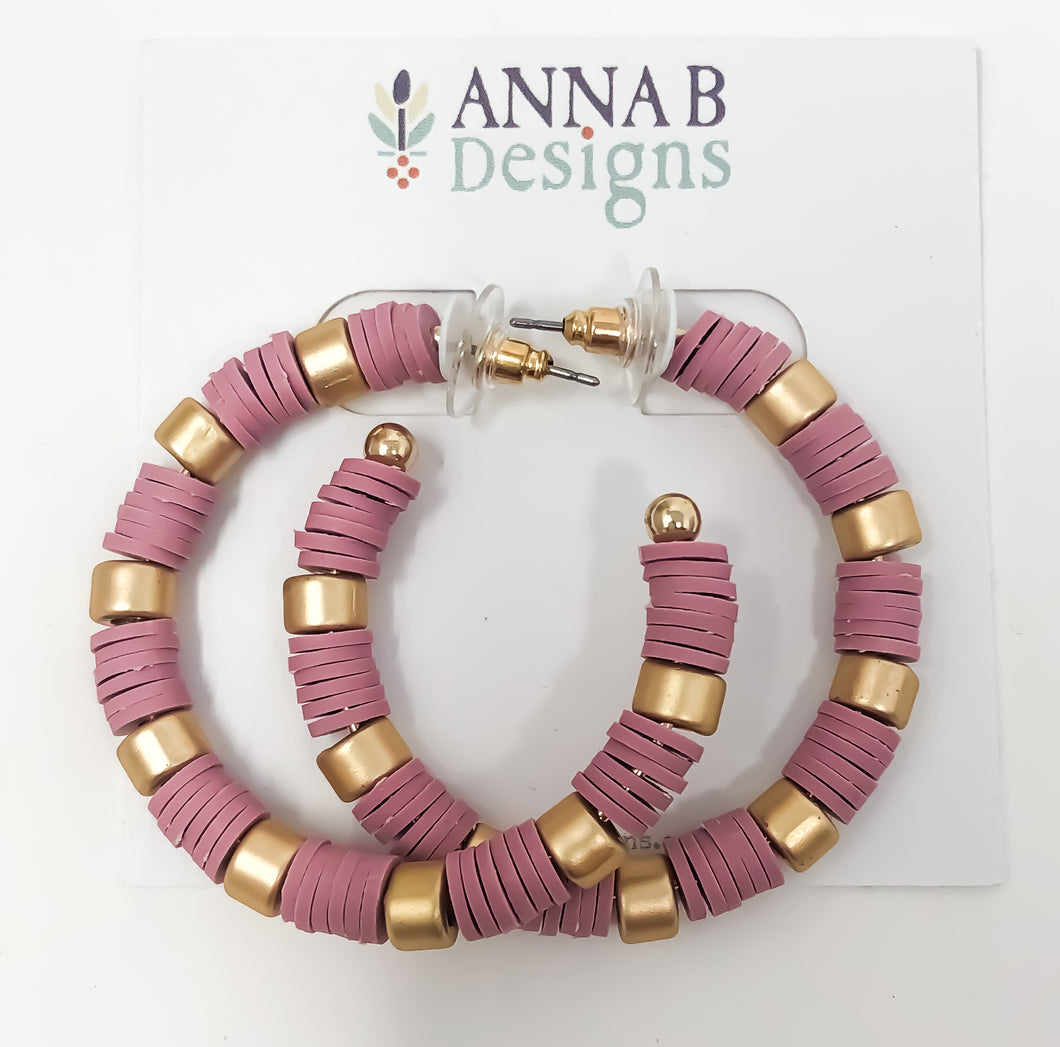 Clay Bead Hoops | Rose