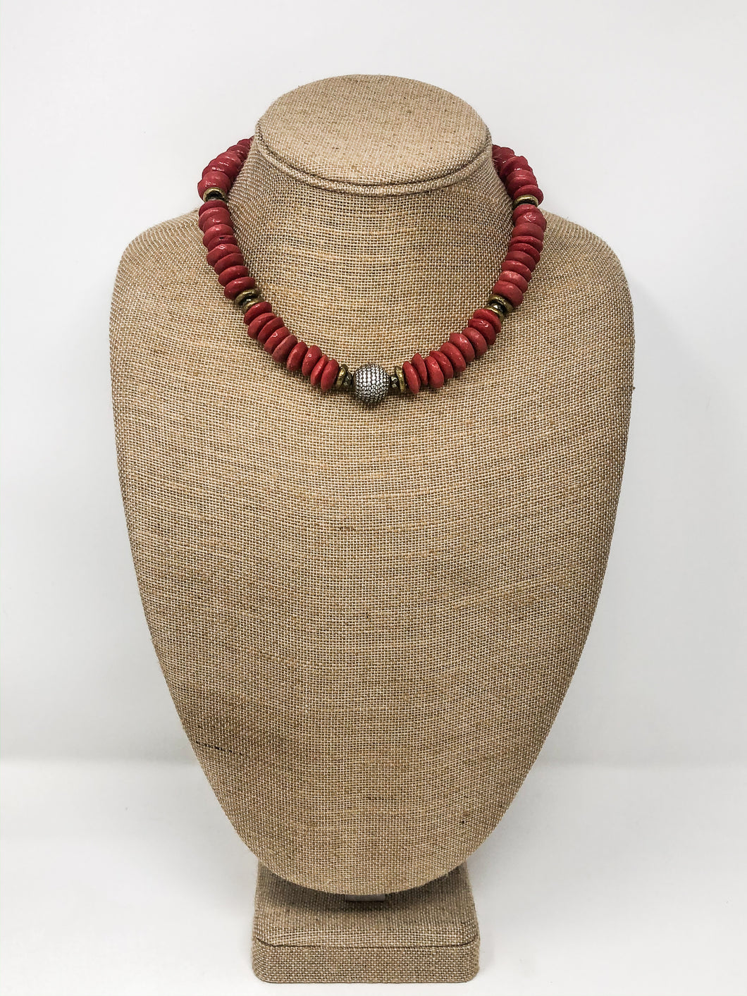 Jasmine African Glass Necklace | Red