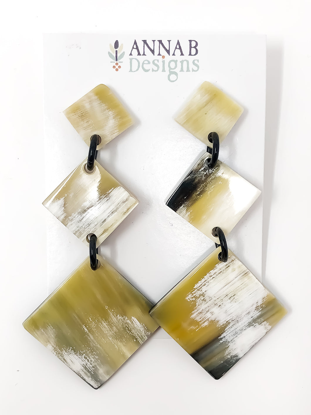 Leyla Horn Earrings | Olive & White