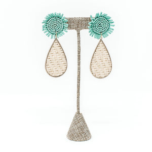 Stephie Beaded Earrings | Aqua + Natural