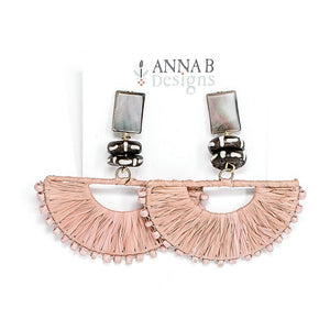 Lila Raffia Fan Earrings | Blush