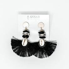 Lana Cowrie Earrings- Black