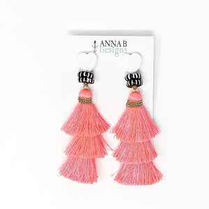 Francis Tassel Earrings- Bright Coral