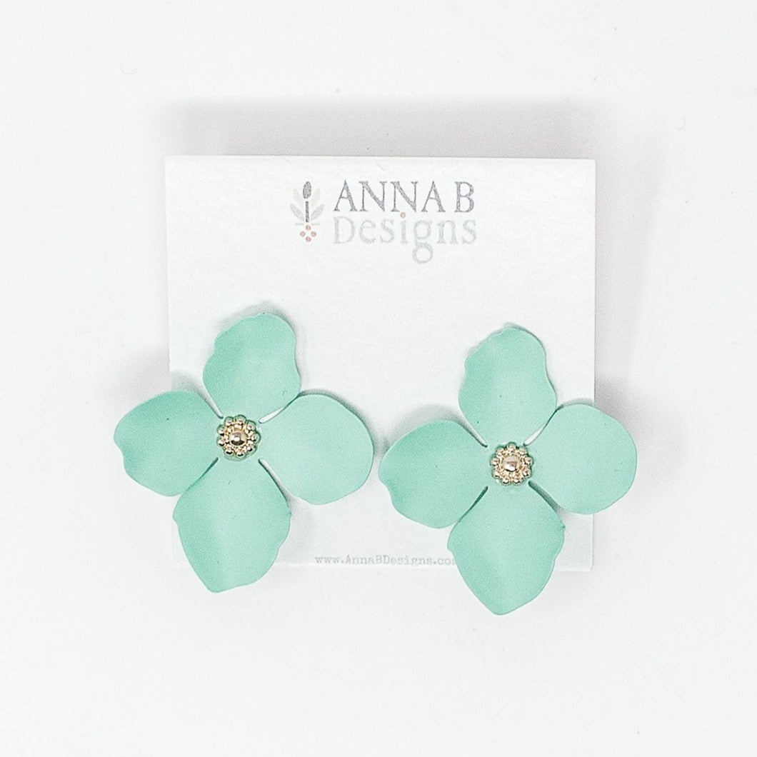 Ziva Floral Stud Earrings | Aqua
