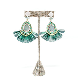 Lucia Fan Earrings | Aqua