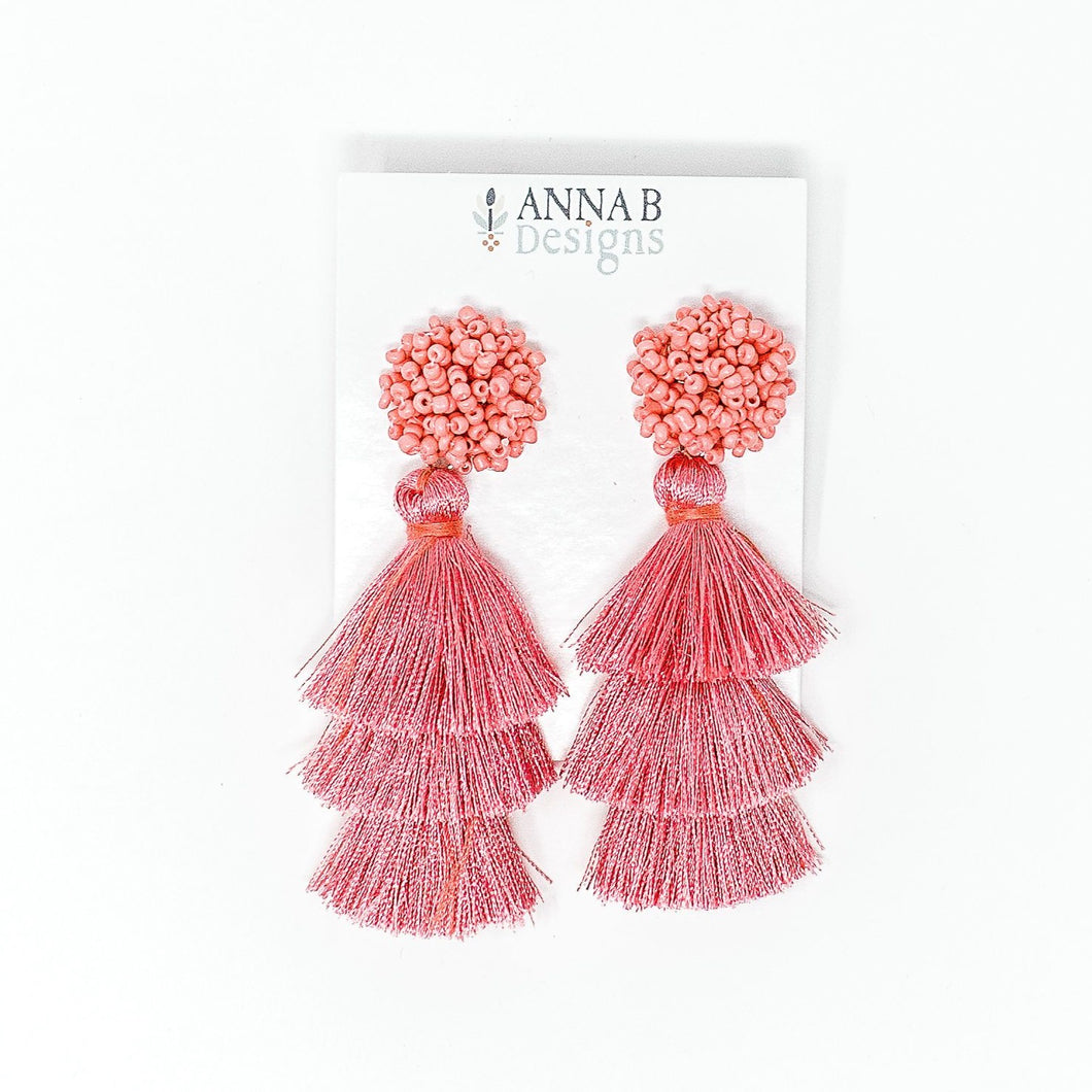 Koren Coral tassel Earrings