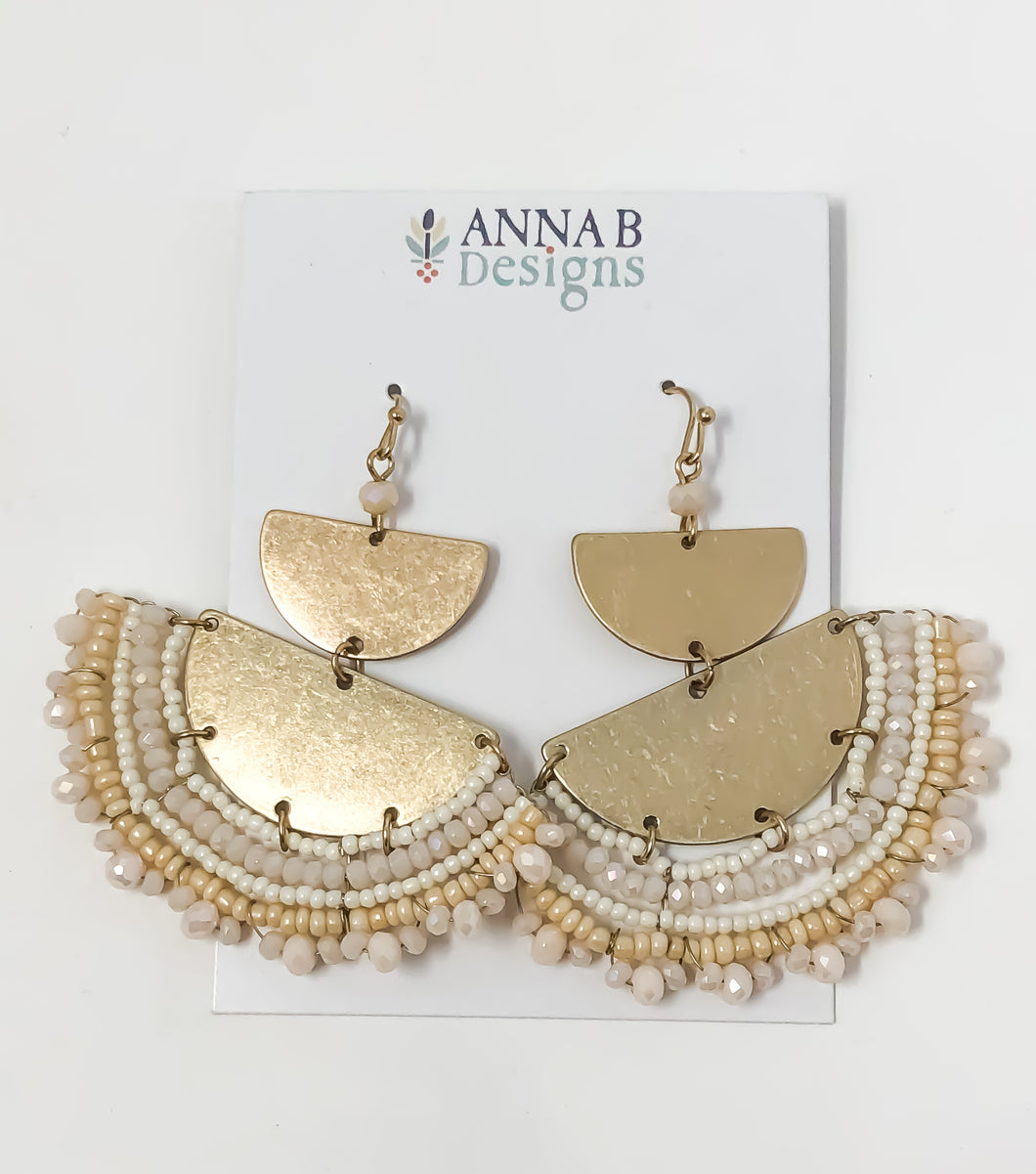 Leah Beaded Fan Earrings | Cream