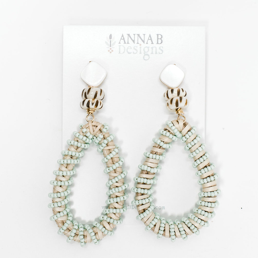 Claudia Woven Earrings- Aqua