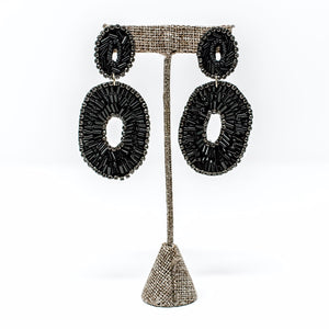 Grace Black Beaded Earrings