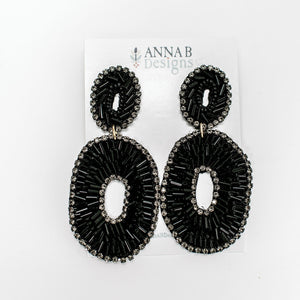 Grace Black Beaded Earrings