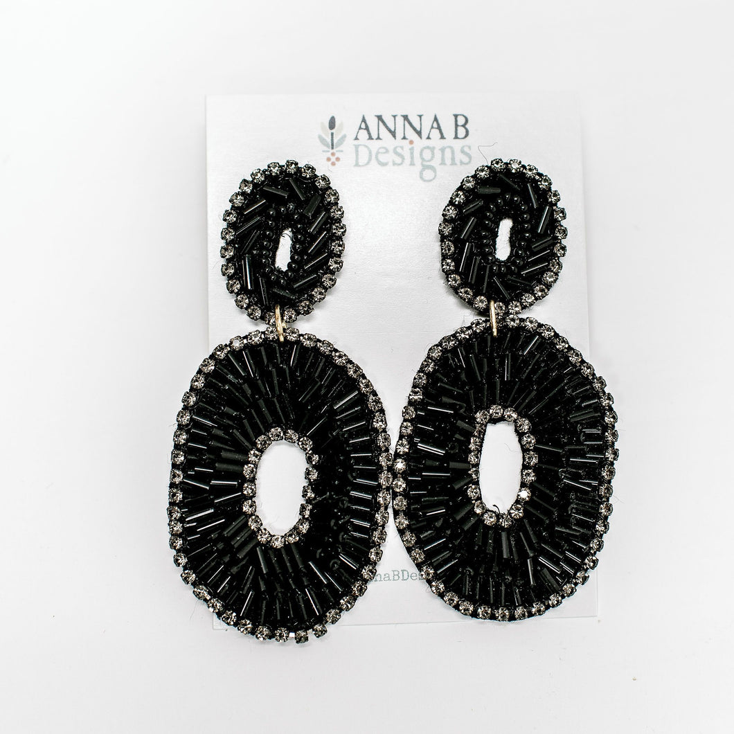 Grace Black Beaded Earrings